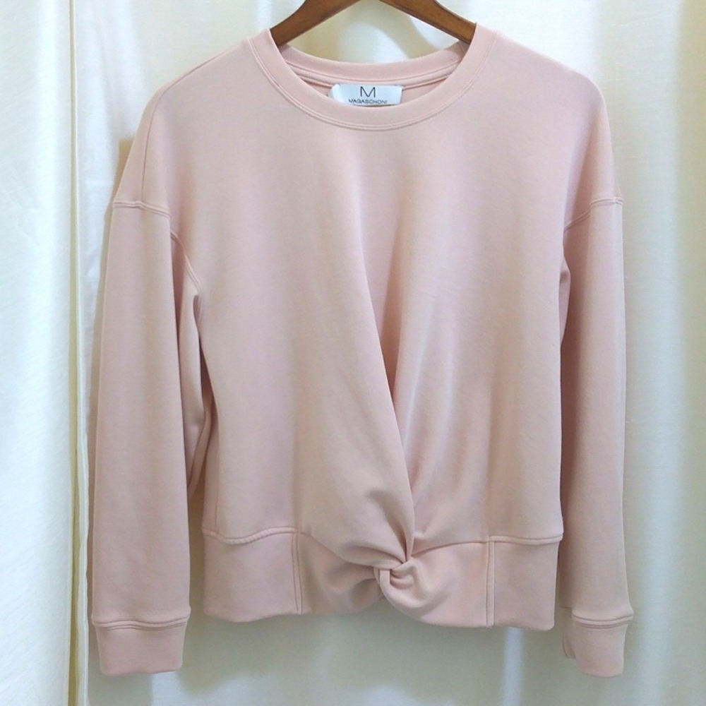 Nylon Sweatshirt Twist-Front in Blush - Size Medium